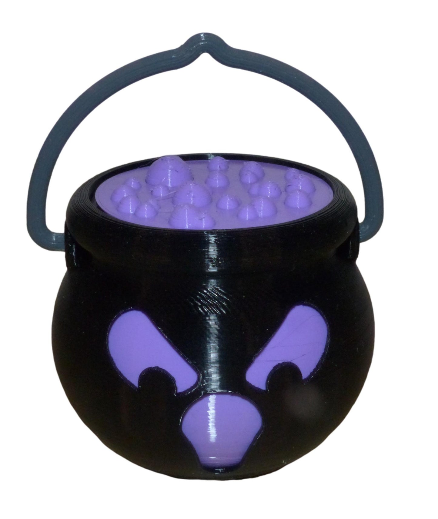 3D-Printed Spooky Witch's Cauldron with Handle, Removable Lid and LED Tealight