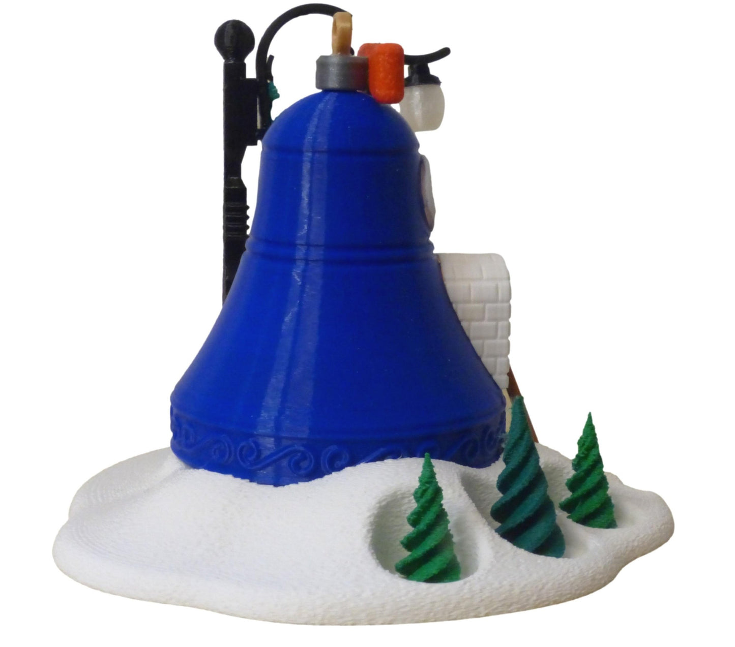 Illuminated Christmas Tree Bell Bauble Fairy House with Base and Tealight Ornament