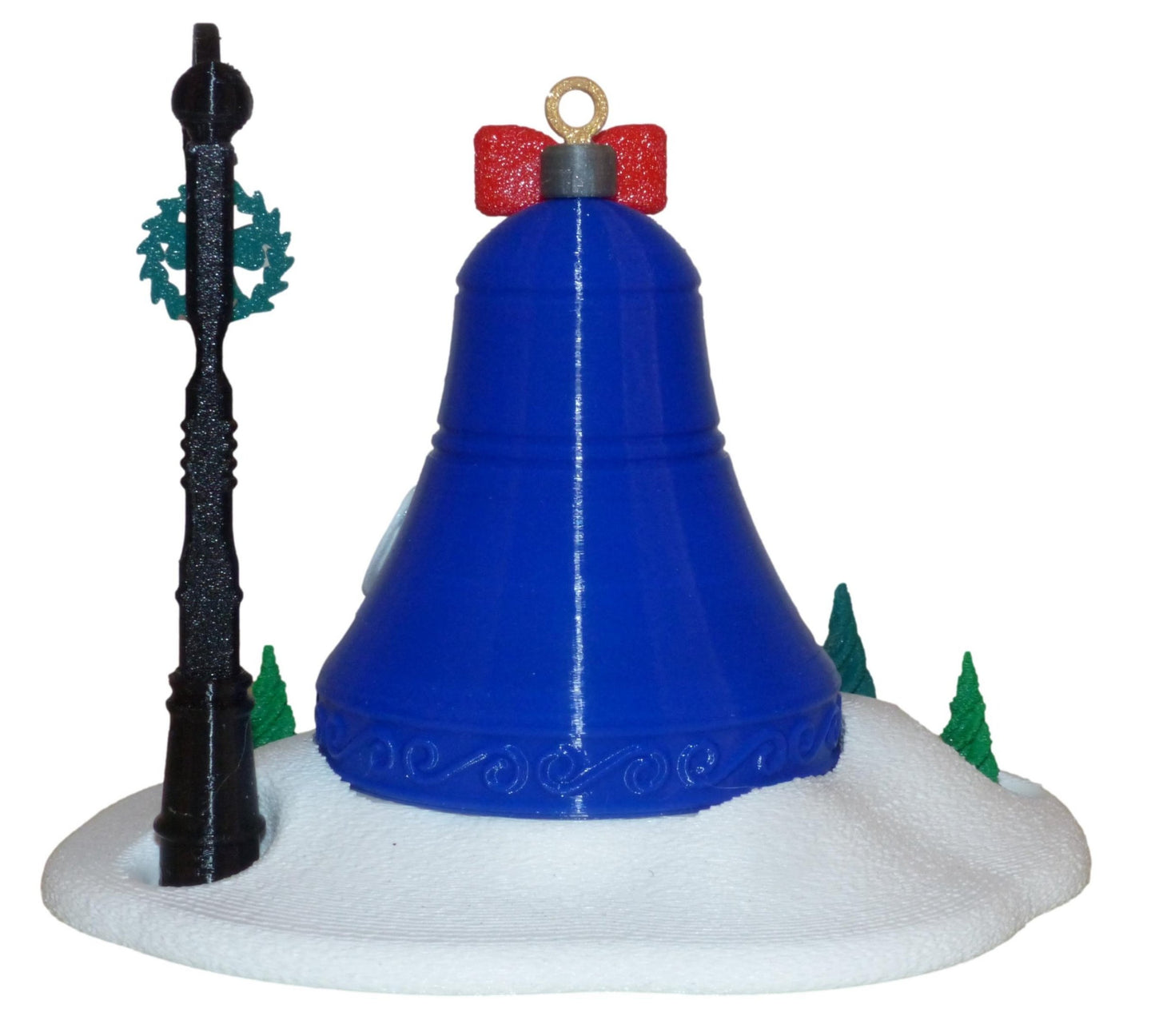 Illuminated Christmas Tree Bell Bauble Fairy House with Base and Tealight Ornament