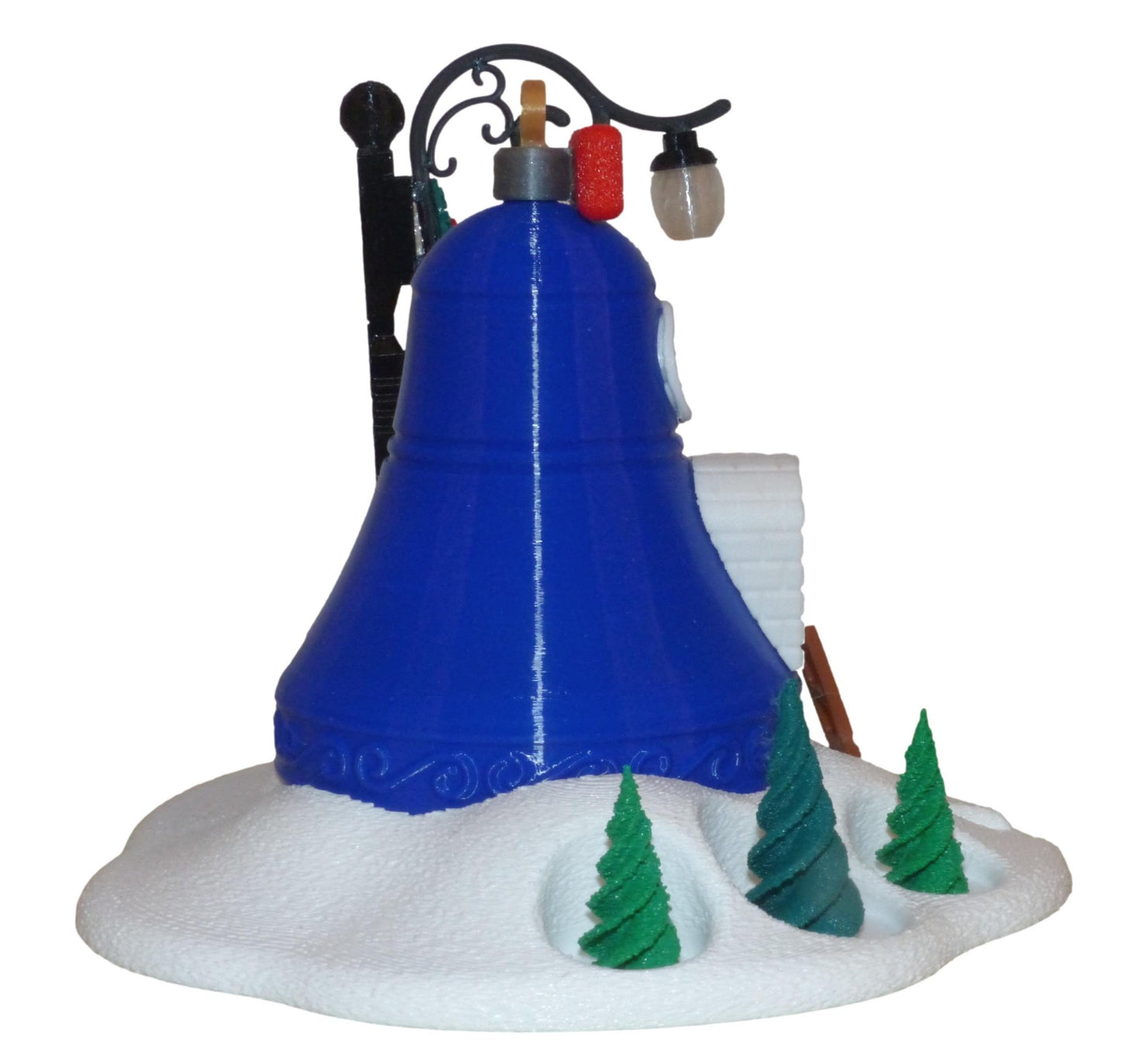 Illuminated Christmas Tree Bell Bauble Fairy House with Base and Tealight Ornament