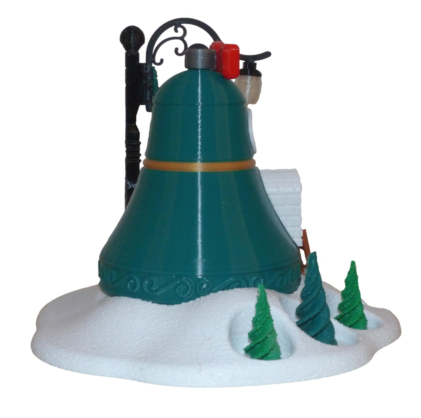 Illuminated Christmas Tree Bell Bauble Fairy House with Base and Tealight Ornament