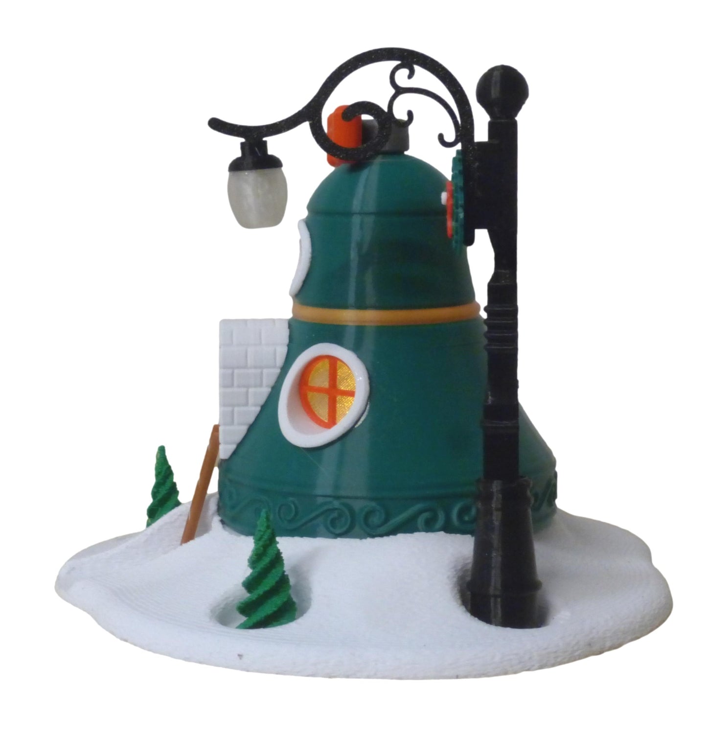 Illuminated Christmas Tree Bell Bauble Fairy House with Base and Tealight Ornament