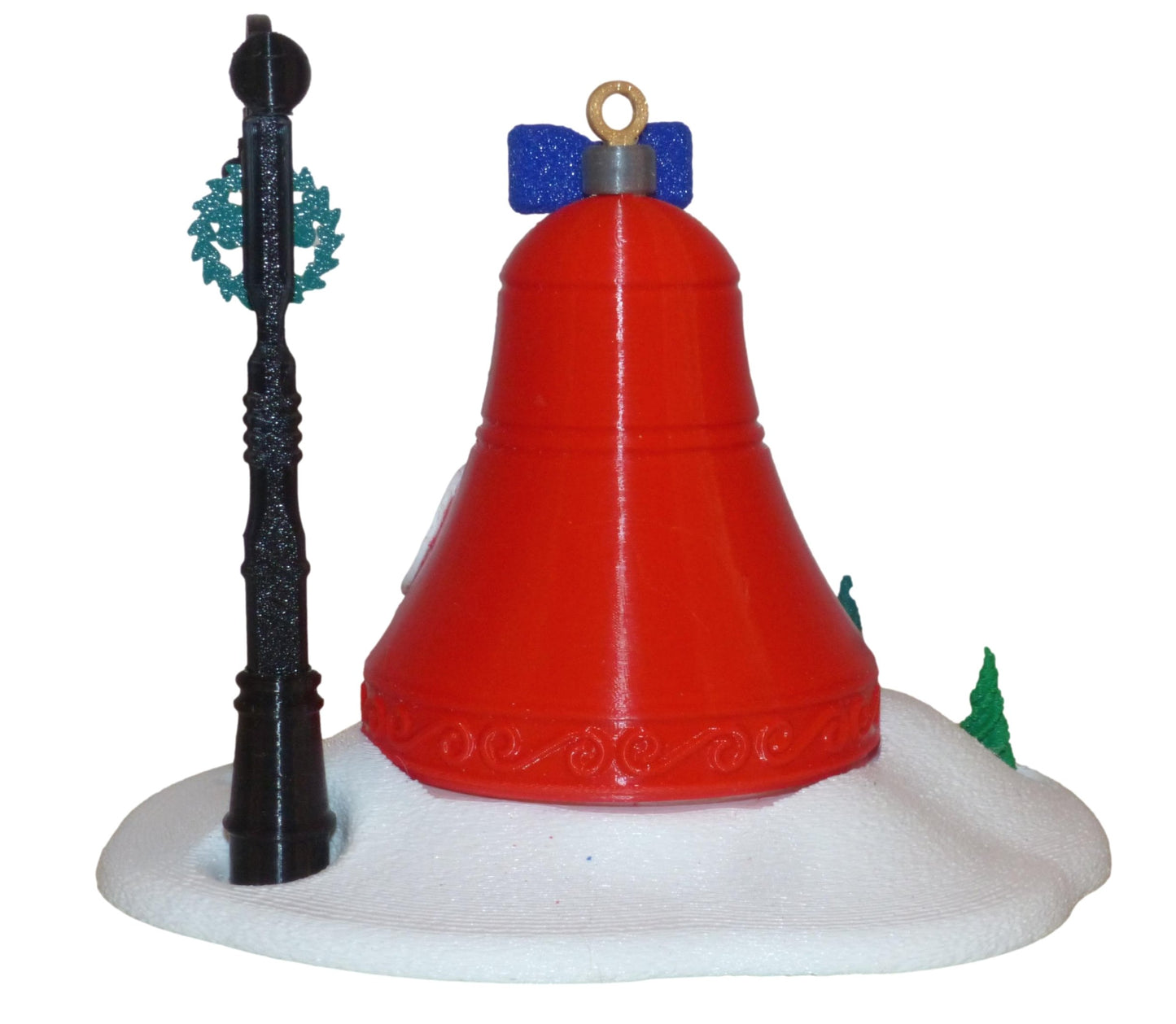 Illuminated Christmas Tree Bell Bauble Fairy House with Base and Tealight Ornament