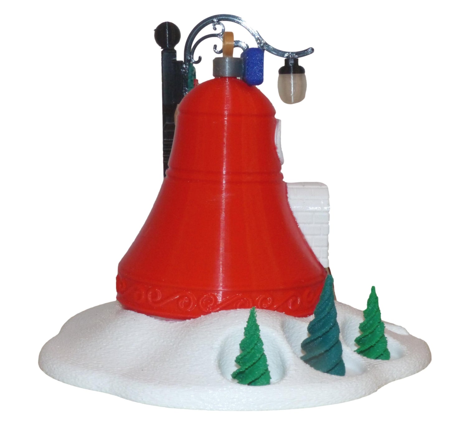 Illuminated Christmas Tree Bell Bauble Fairy House with Base and Tealight Ornament