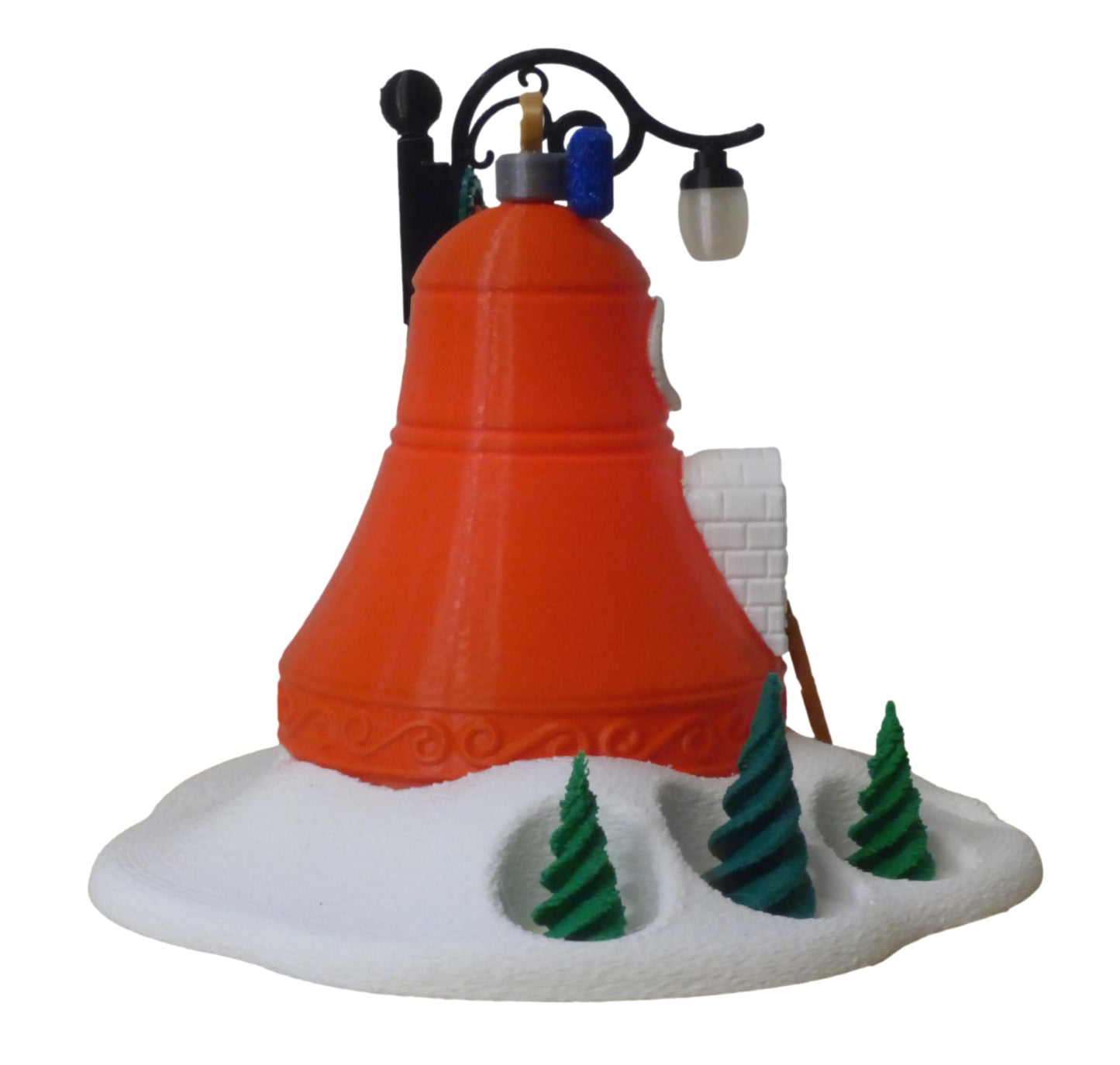 Illuminated Christmas Tree Bell Bauble Fairy House with Base and Tealight Ornament