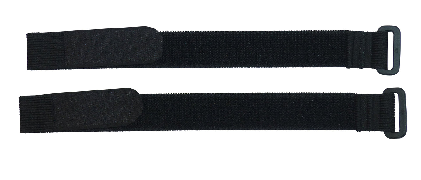 Benristraps 25mm Elastic Hook and Loop Cinch Strap in Black, Pack of Two (2)