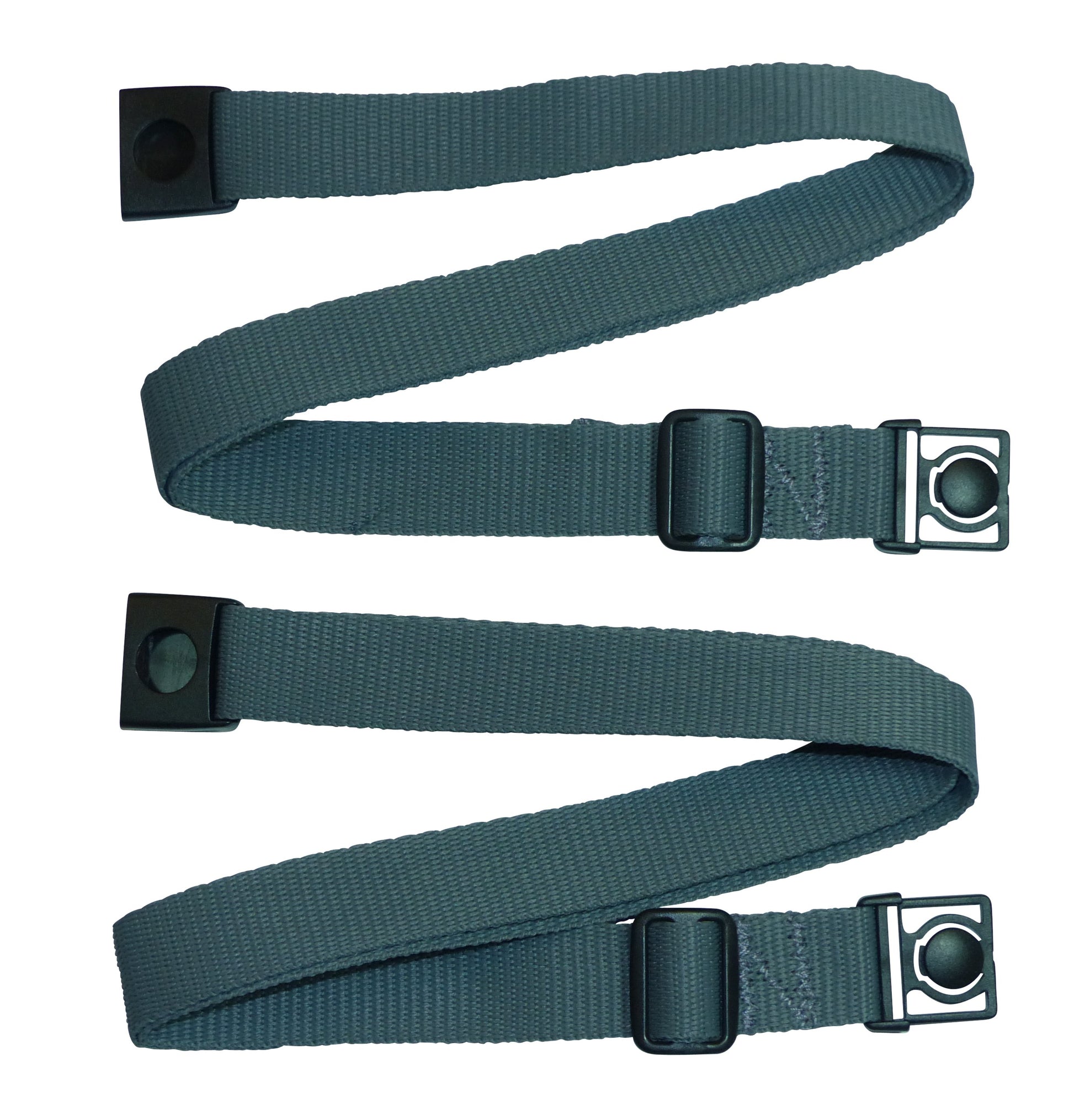 Benristraps 25mm Webbing Strap with Button Release and Triglide Slider Buckles (Pair) in Grey