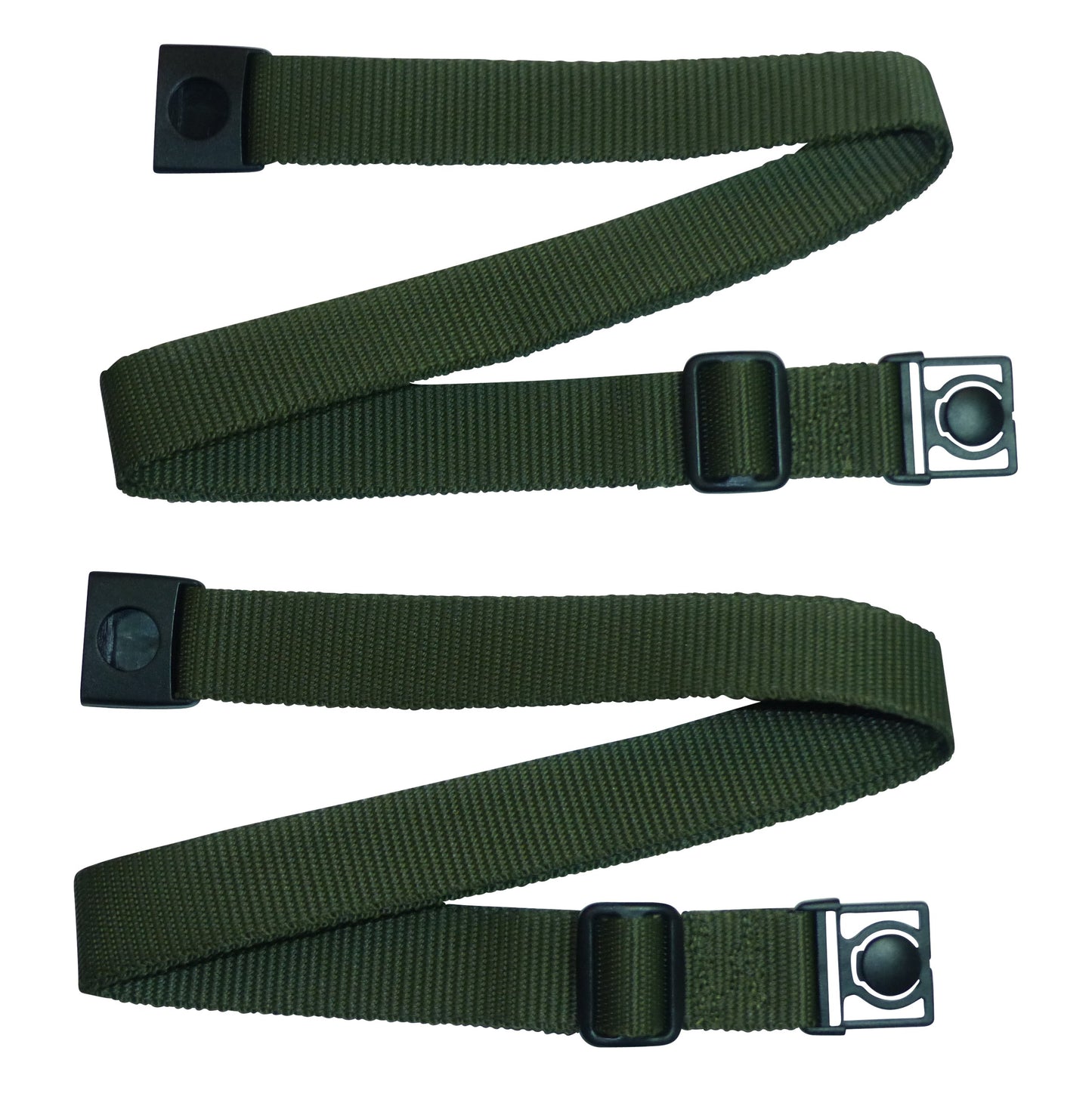 Benristraps 25mm Webbing Strap with Button Release and Triglide Slider Buckles (Pair) in Olive Green