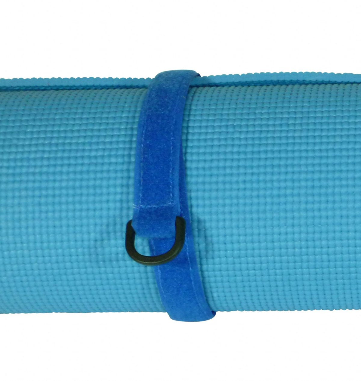 Benristraps 25mm back to back hook & loop strap in blue with D ring on mat