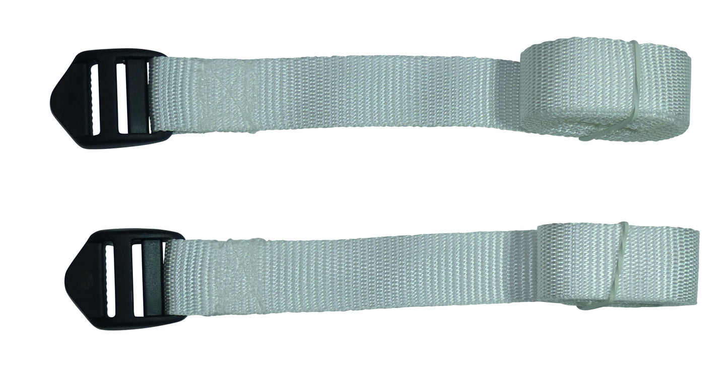 Benristraps 25mm Webbing Strap with Superstrong Ladderlock Buckle (Pair) in white