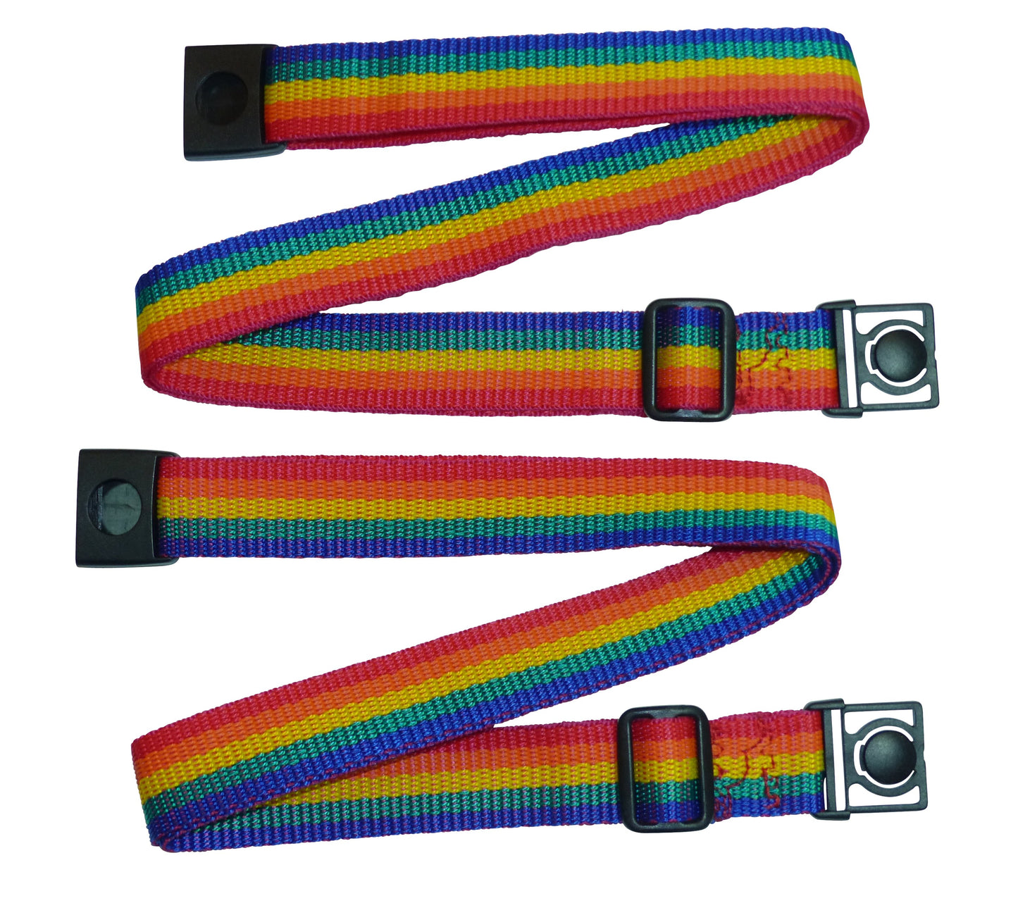 Benristraps 25mm Webbing Strap with Button Release and Triglide Slider Buckles (Pair) in Rainbow