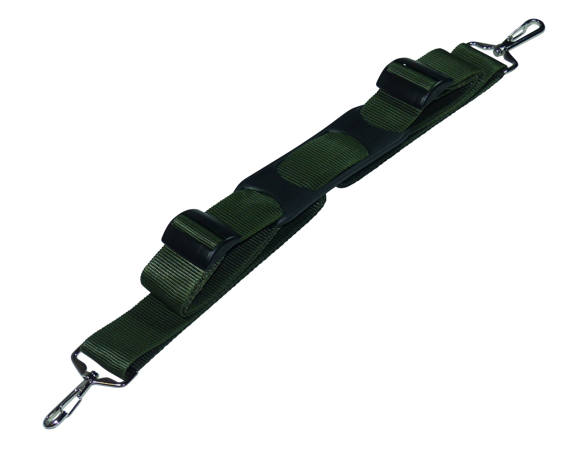 38mm Bag Strap with Metal Buckles and Shoulder Pad, 150cm in olive green