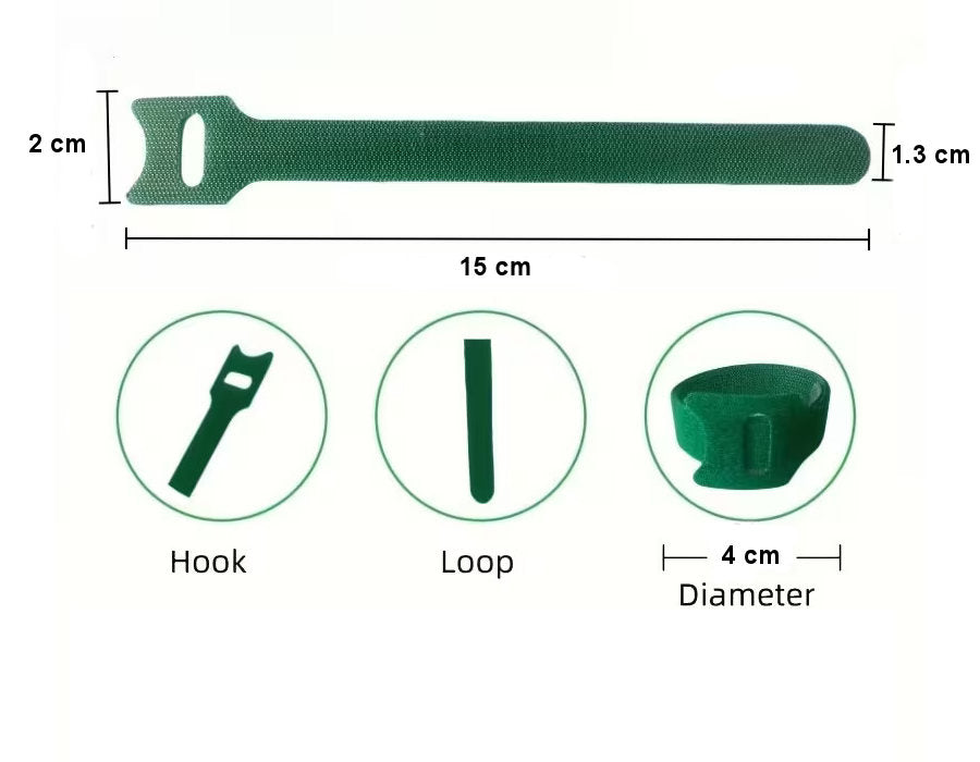 Reusable Adjustable Hook and Loop Plant Garden Ties (Pack of 50)