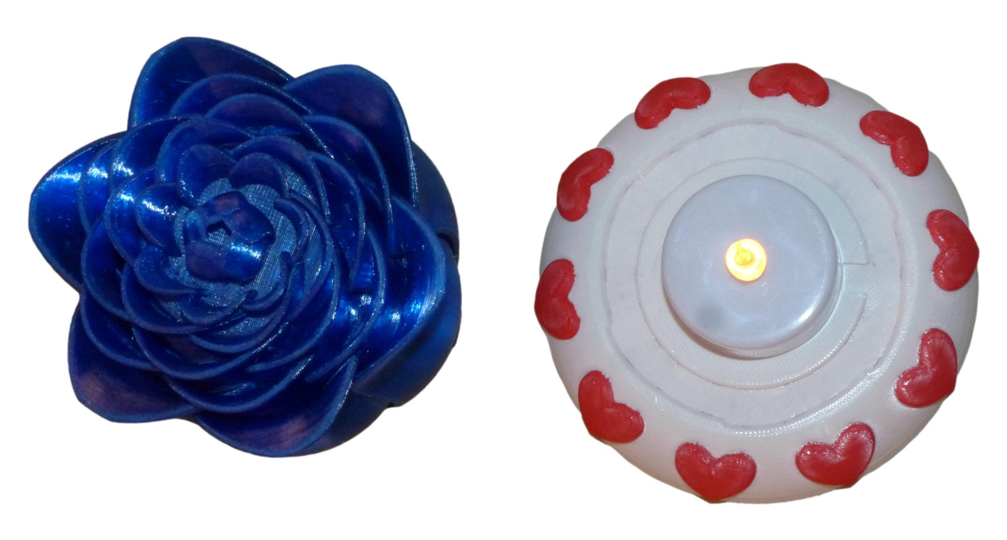 Illuminated Rose with Base and Tealight Ornament Valentine Gift Ornament