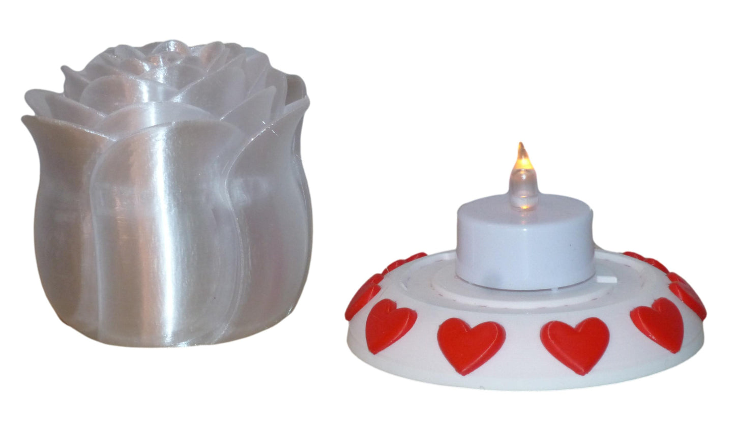 Illuminated Rose with Base and Tealight Ornament Valentine Gift Ornament