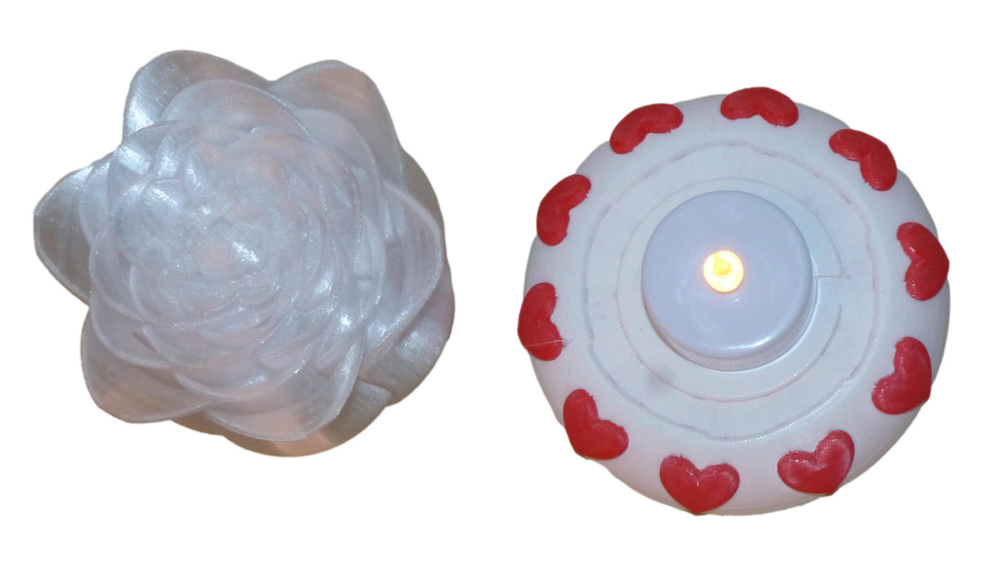 Illuminated Rose with Base and Tealight Ornament Valentine Gift Ornament