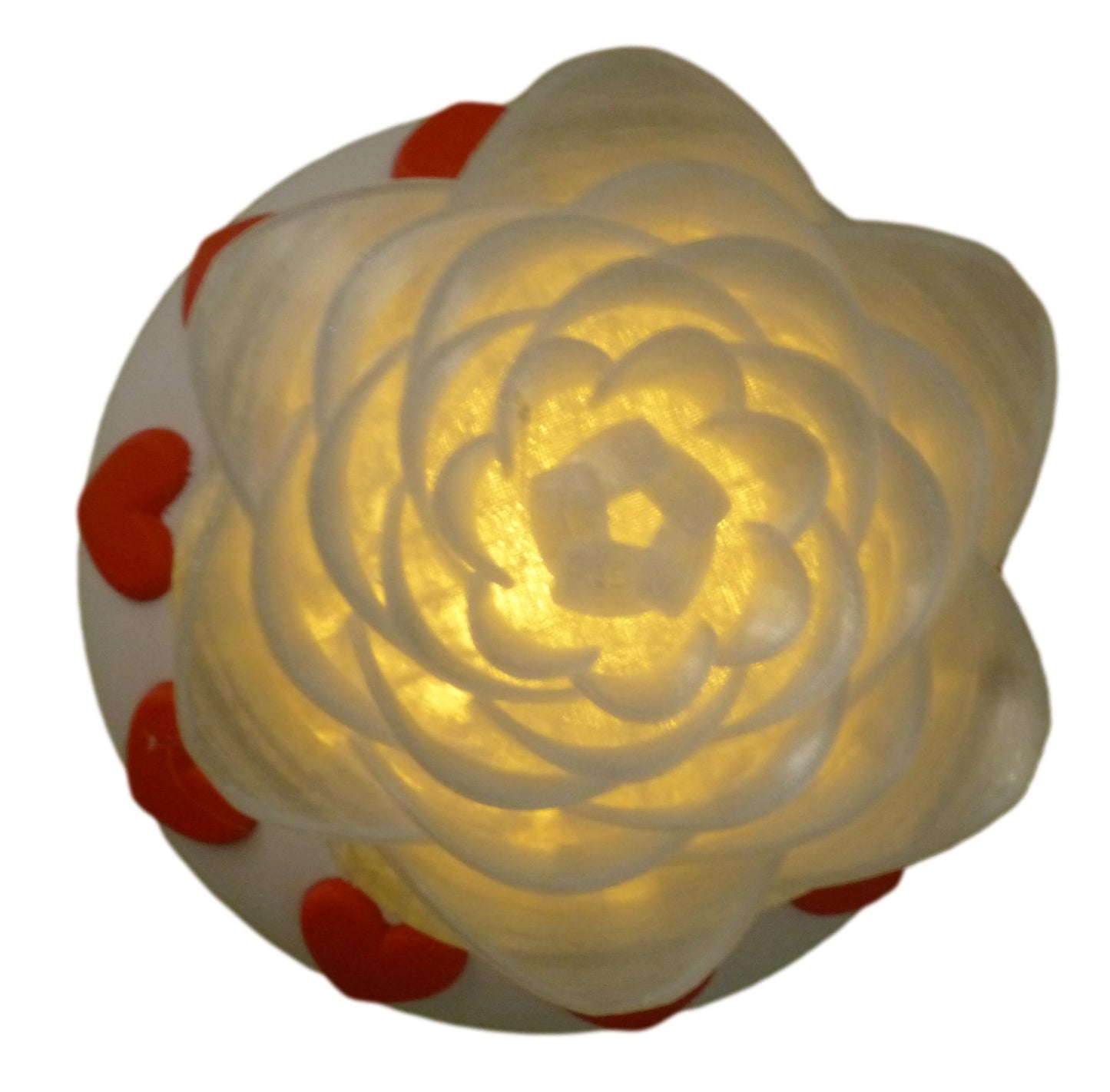 Illuminated Rose with Base and Tealight Ornament Valentine Gift Ornament