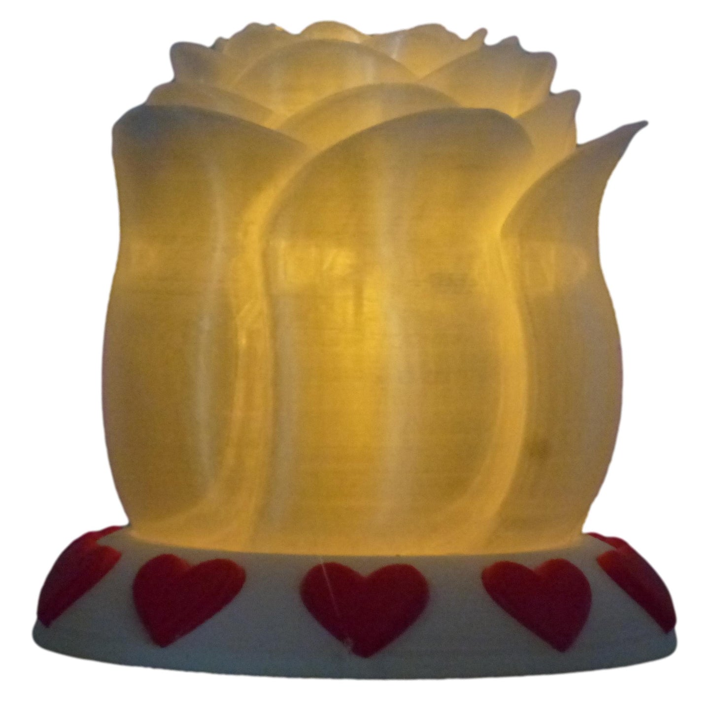 Illuminated Rose with Base and Tealight Ornament Valentine Gift Ornament