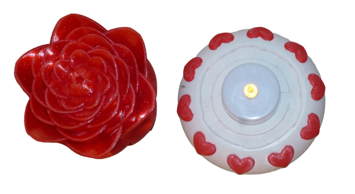 Illuminated Rose with Base and Tealight Ornament Valentine Gift Ornament