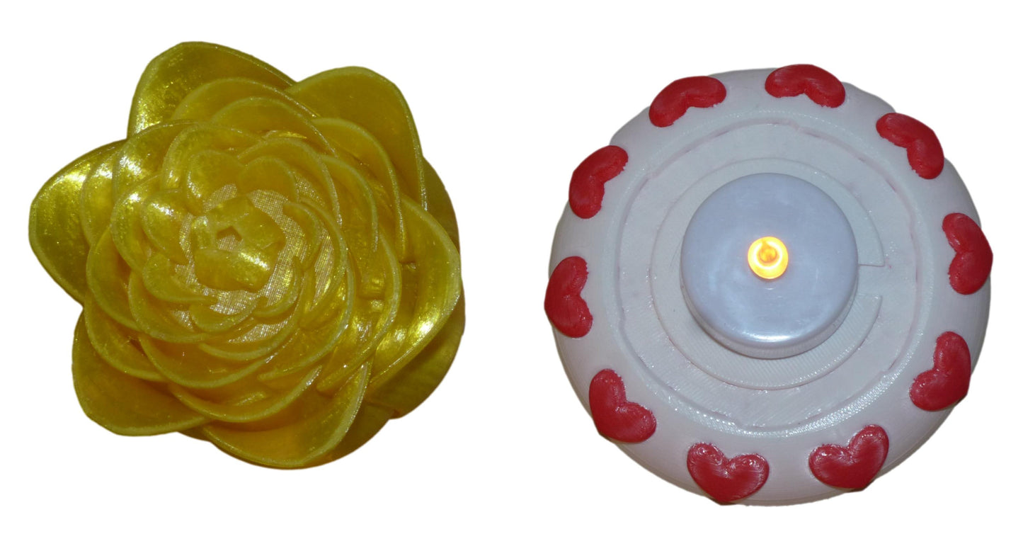 Illuminated Rose with Base and Tealight Ornament Valentine Gift Ornament