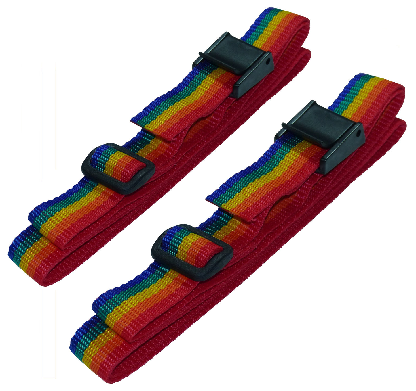 25mm Rivetted Strap with Plastic Cam Buckle & Triglide Buckles (Pair) in rainbow